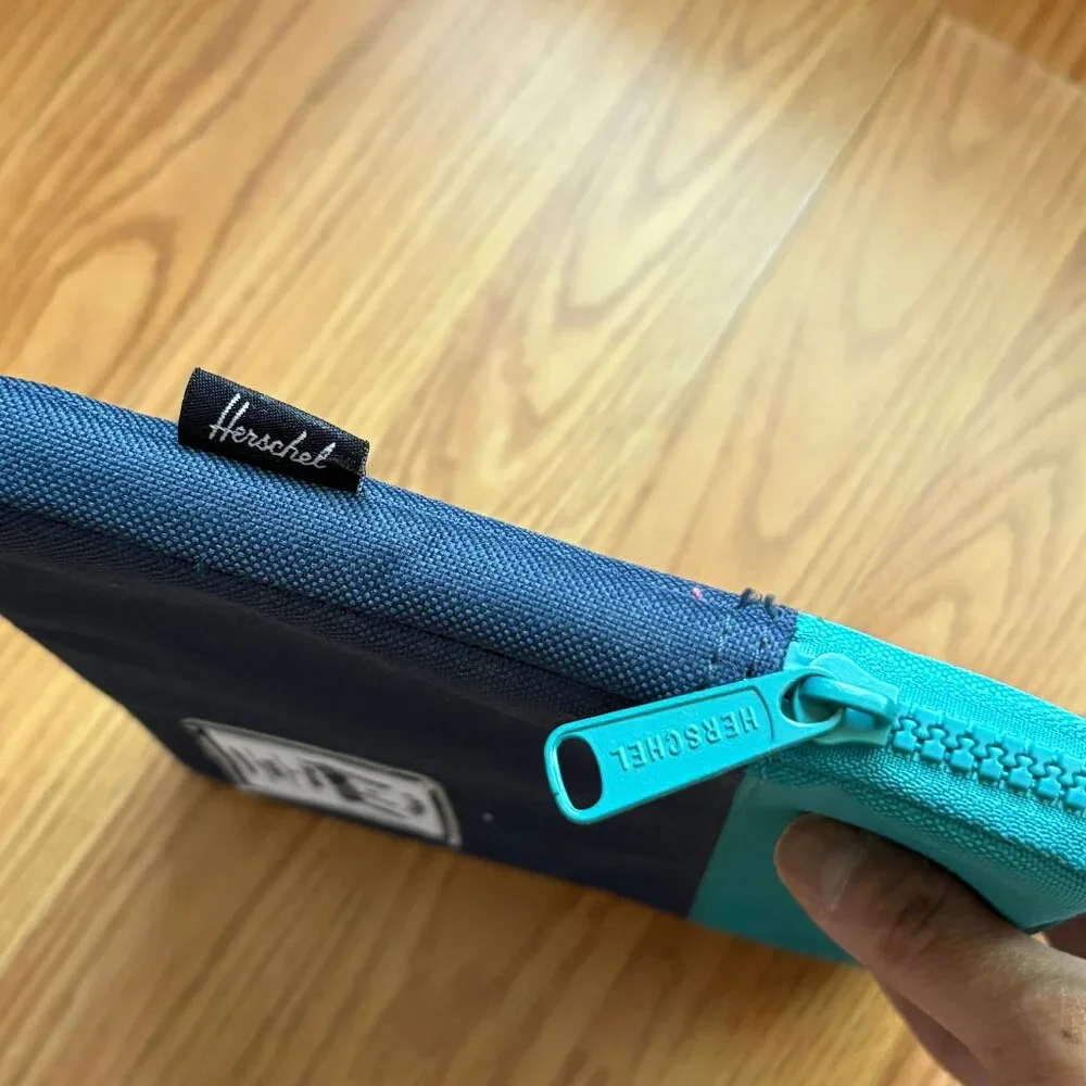 Navy Blue/Turquoise Zip Top Cloth Tablet Case by The Herschel Supply Co.
